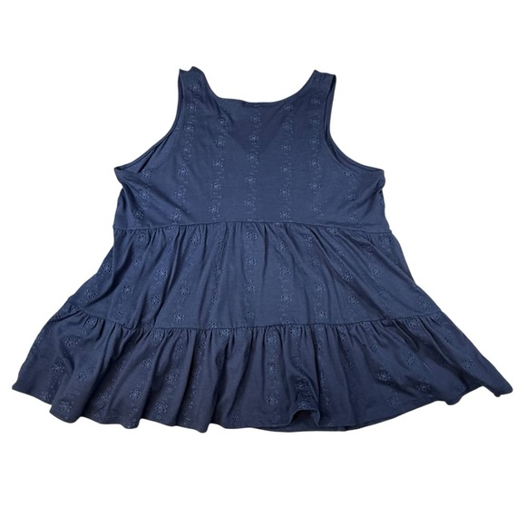 Womens Torrid Eyelet Shirred Hem Babydoll Tank Blue SIZE 3 - Picture 4 of 4